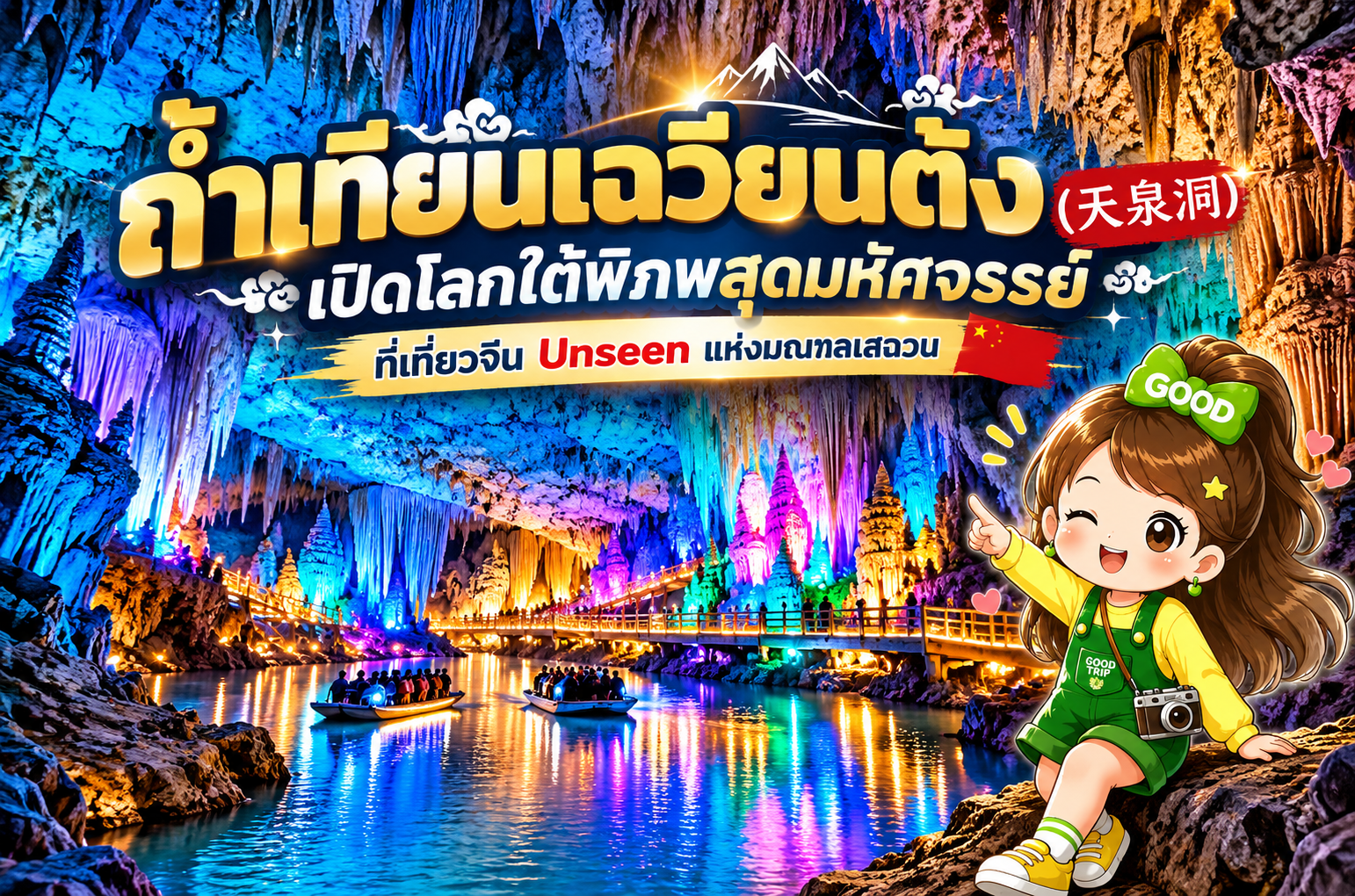 ถ้ำเทียนเฉวียนต้ง (天泉洞) ที่เที่ยวจีน Unseen แห่งเสฉวน